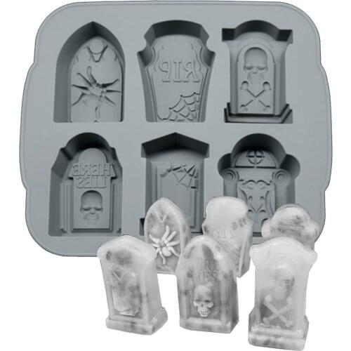 Hot Selling Halloween Gravestone Silicone Mold Tombstone Cake Fondant Mould For Ice Chocolate