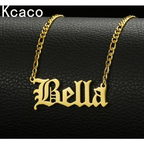 Customized Vintage Stainless Steel Name Necklace Personalized Letter Gold 3mm NK Chain Choker Pendant Nameplate Men Women Gift