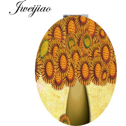 JWEIJIAO Compact sunflowers grow on tree Decoration espejo de maquillaje Oval Health moive small mirror for Purse makeup XR37