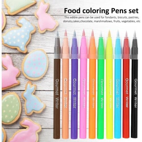 10PCS Baking Edible Pencil Food Coloring Markers DIY Painting Pen Pigment Pen For Cookies Macaron Fondant Decoration 10 Colors