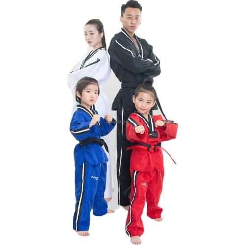 4colors Professional Taekwondo Dobok Clothes Children Adult Karate Suit Taekwondo Uniform Men Women Taekwondo Tranining Clothing