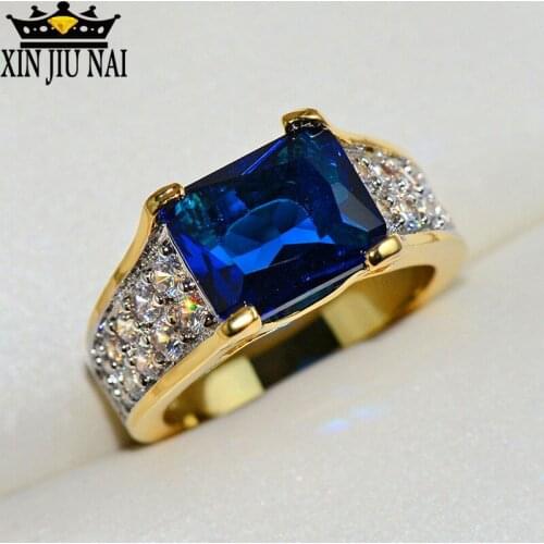 Creative fashion accessories selection ladies ring jewelry blue zircon birthday gift Mens/ mens Party match wedding ring set
