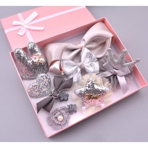 10Pcs Fashion Girls Hairpin Set Flower Bow Cartoon Children Candy Color Hair Accessories Elastic Bands Baby Girl Gift Barrettes