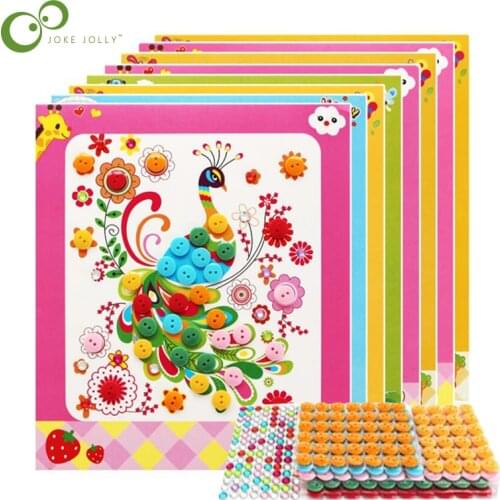 8Pcs Kids DIY Button Stickers Drawing Toys Handmade School Art Class Painting Drawing Craft Toys Children Early Educational GYH