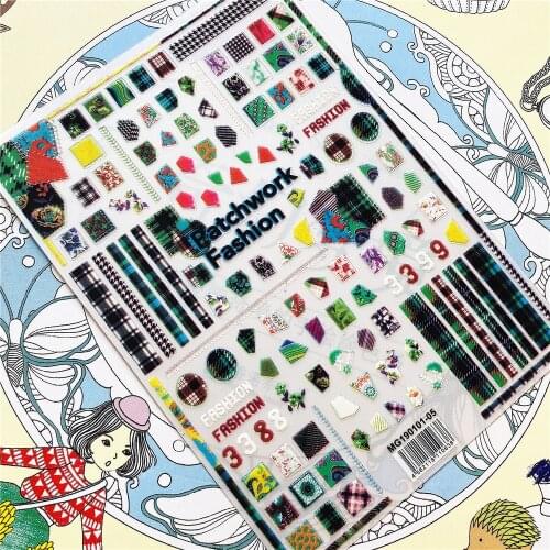 MG181007-11 MG190101-05 Fragments of clothes Patch 3D Back glue Nail Art Stickers Decals Sliders Nail ornament decoration