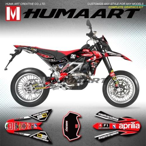 HUMAART Custom Decals Stickers Graphics Kit for Aprilia SXV RXV 450 550 2006 2007 2008 2009 2010 2012 2011 2012 2013, Red