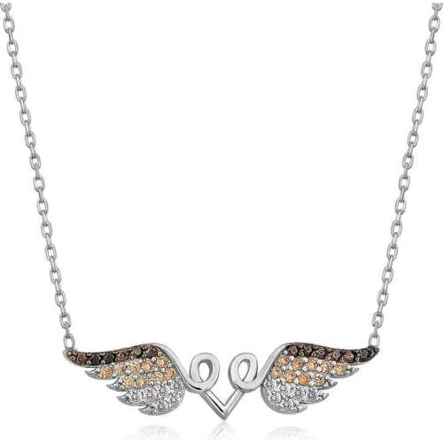 Real Silver 925 Jewelry Silver Wing Heart Necklace