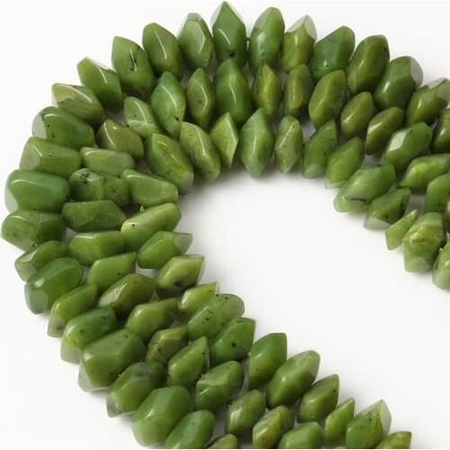 Irregular Green Canadian Jades Stone Beads Natural Faceted Genuine Loose Beads For Jewelry Making DIY Perles Bracelets 7.5inches