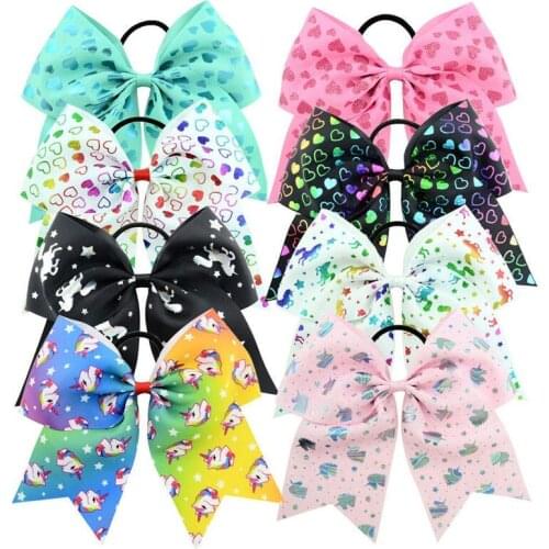 8Inches Girl Hairbands Unicorn love heart print Hair band Girl Big bow 8styles
