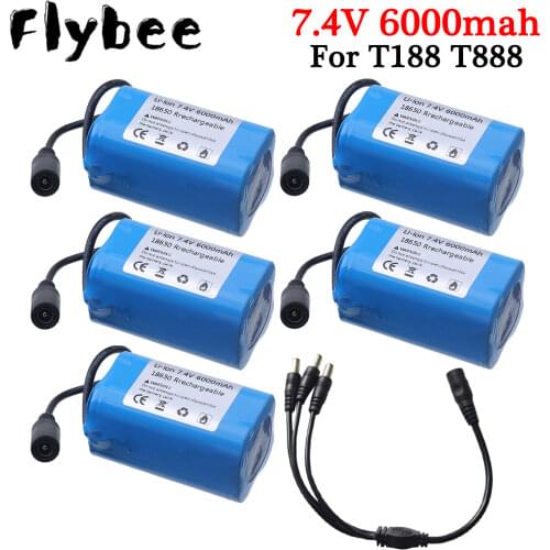 7.4V 6000mah rechargeable battery for T188 T888 2011-5 TH88 CF18 C18 RC Fish Finder Fishing Bait toys Boats Spare Parts 7.4v 2S