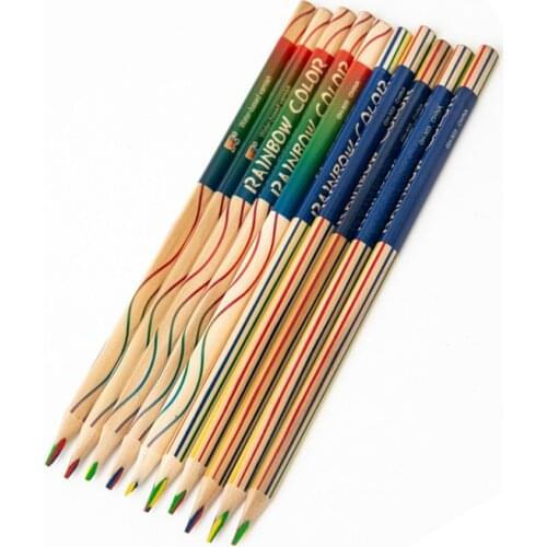 10PCS Rainbow Mixed Coloured School Office Pencils Set Art Supplies Wooden Material