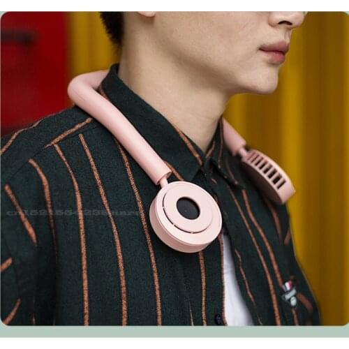 Net Red Mini Hanging Neck Fan Leafless Silent Lazy Fan Creative Trend Air Cooler Outdoor Sports Portable Small Fan