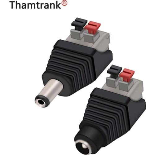 Male&Female 5.5X 2.1mm DC Power Male Female 5.5X 2.5mm Connector Adapter Plug Cable Pressed connected for LED Strips 12V