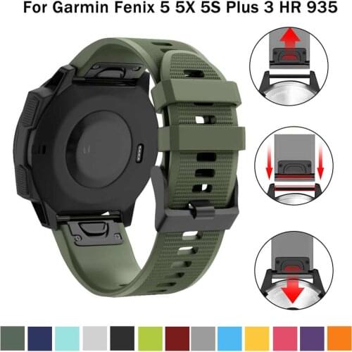 20 22 26mm Silicone Sport Silicone Watchband Strap for Garmin Fenix 5X 6X Pro 5 6 935 5s Plus 6s 3 3HR Watch Easyfit Wrist Band
