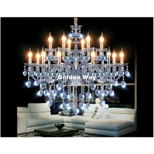 Modern Art Deco Chandelier Sky Blue Color Hanging Lamp Living Room Candle Lamps Luxury Crystal Chandelier E14 AC 100% Guaranteed