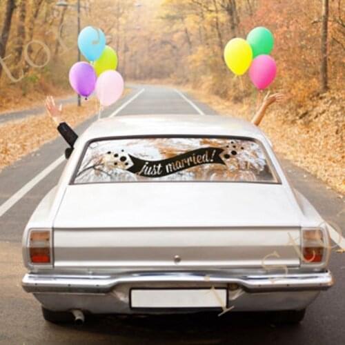 "Just Married " Wedding Car Decals - Wedding Banne Car Vinyl Wall Sticker Decor Free Shipping