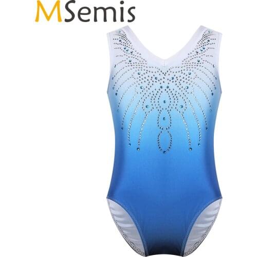 MSemis Ballerina Dance Wear Ballet Dress Dance Leotard Kids Girls Rhinestone Rhythmic Gymnastics Clothes Children Swimming suit