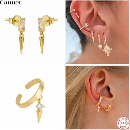 925 Sterling Silver Simple Geometric Gold Silver color Snake/Chain/Spike Small Hoop Earrings for Women Tiny Circle Earrings