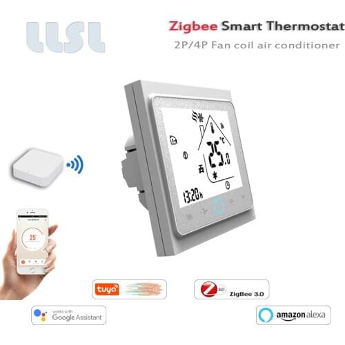 Zigbee thermostat Tuya wifi thermostat 2P/4P Fan coil regulator，95-240VAC Central air conditioning thermostat