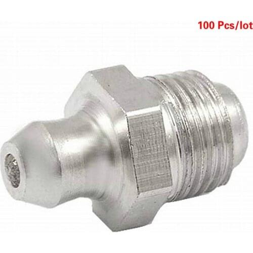 100 Pcs BSP 1/8" 1/4" 3/8" 1/16" Male Thread Straight Iron Grease Zerk Fittings Nipple Fittings Oil Nozzle Mouth for Grease Gun