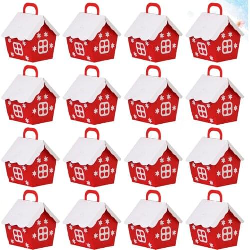 25Pcs Christmas Party Boxes Red Candy Box Lovely Container Xmas Gift Boxes For Party Candy Bag Gift Box Christmas Party Supplies