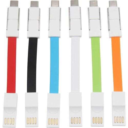 3 in 1 USB Cable Micro USB Type C Lighting Cable For iPhone XR X Samsung 2A Mini Keychain Charger Charging Cables 500pcs/lot
