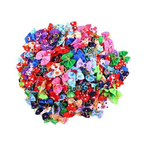 500pcs/lot Pet products pet bowknot rubber band hair circle dog head flower hair rope headdress dog cat accessories
