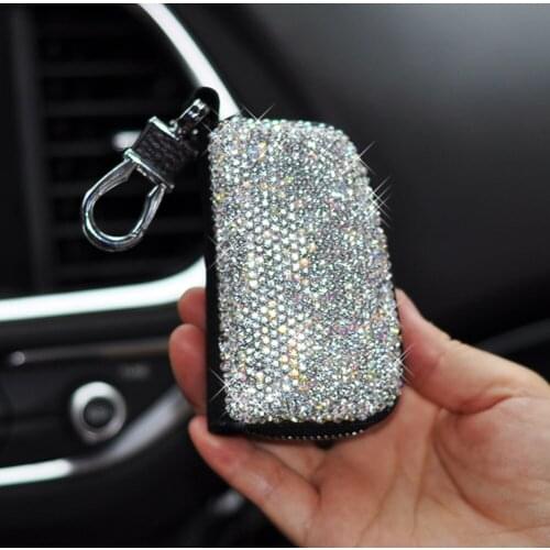 Car Accessories Flash Diamond Car Key Bag Zipper Auto Remote Key Bag for All Cars