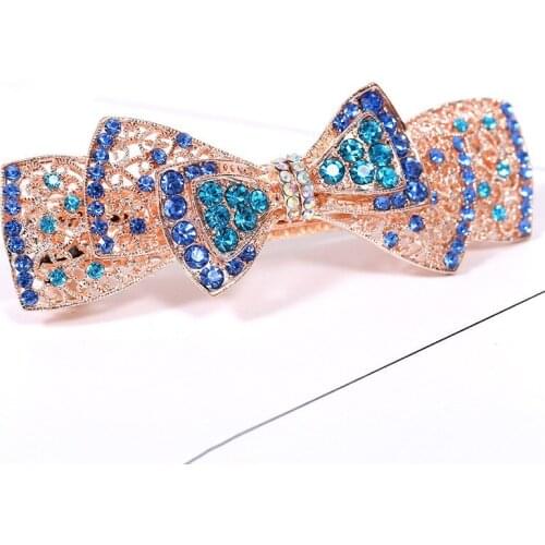 Bowknot Rhinestone Spring Clip Korean Version Of The New Alloy Hair Accessories Factory Direct Sales