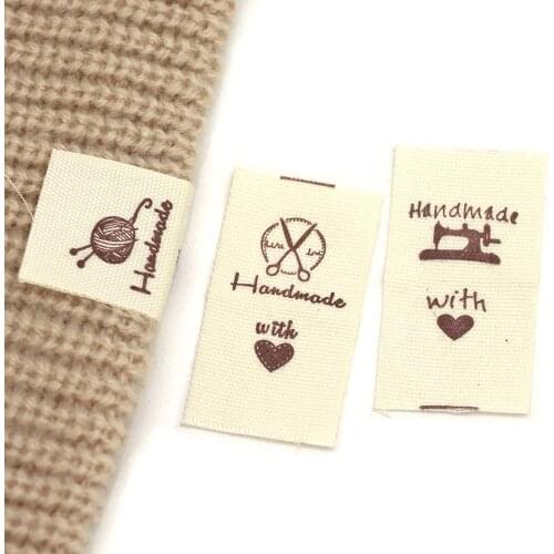 50Pcs Labels Tags Clothing Label Handmade Tag For Clothes White Hand Made Fold Garment Tags DIY Hat/Bags Sewing Accessories