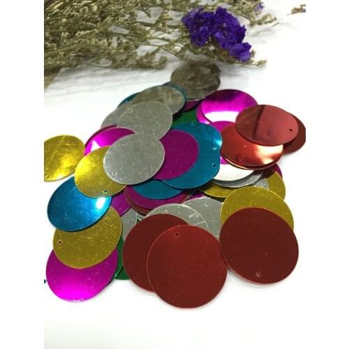 50g Large Round Sequins 30mm PVC Sequin Flat Round Paillette Decoration Side Hole For Dancing Dress Mix Colors Confetti
