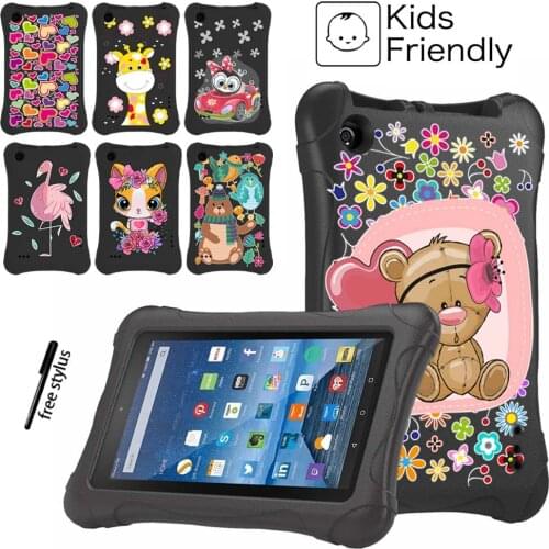 Tablet Kids Case for Amazon Fire 5th 2015/7th 2017/ 9th 2019 EVA Cartoon Pattern Series Foam Tablet Cover+ Free Stylus
