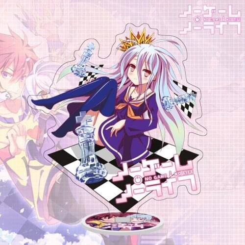 Manga Anime No Game No Life Two Sided Transparent Acrylic Model Plate Keychain Sora Shiro Figures Standing Signs Desk Decoration