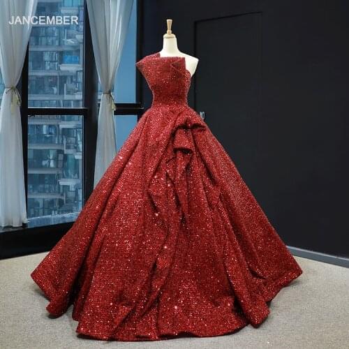 J66838 Jancember Red Wedding Party Dresses 2021 Special Strapless Floor LengthBball Gown Evening Ball New Design