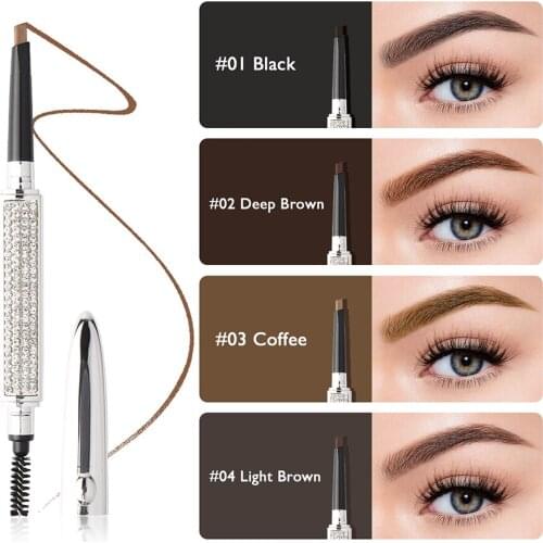 4 Colors Eyebrow Pencil Natural Waterproof No blooming Rotating Automatic Eye Brow Pencil with Brush Refill Beauty Cosmetic Tool
