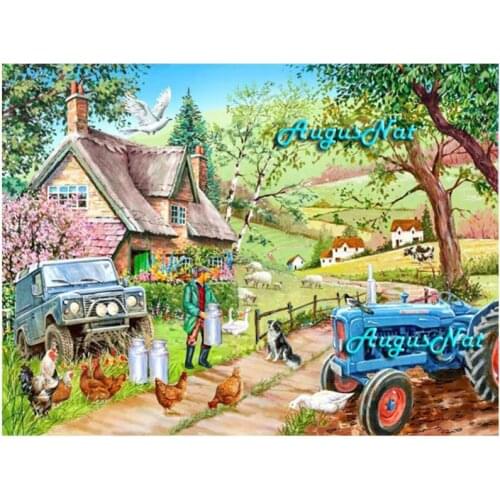 Farm diamond painting full round scenery wall art landscape diamond dotz decor 5d diy diamond ar village house canvas art craft