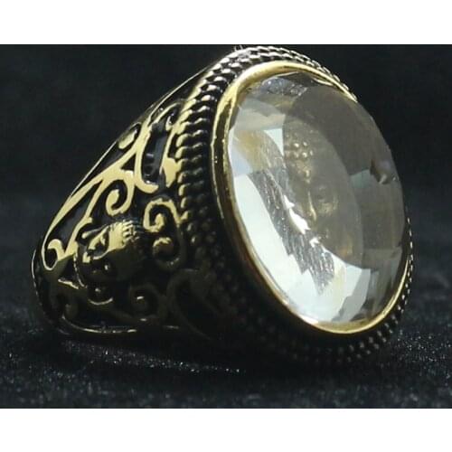 Unisex 316L Stainless Steel Cool Golden Buddha Ring