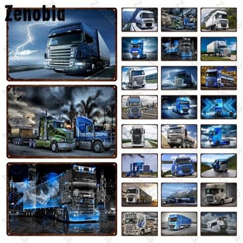 Metal Truck Sign Tin Sign Vintage Plaque Car Tin Sign Plate Wall Stickers for Garage Man Cave Truck Parking Decor Metal Poster