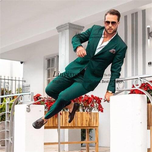 Pink Peak Lapel Double Breasted Men Suits Costume Homme Wedding Prom Terno Masculino Slim Fit Groom Blazer 2 Pcs(Jacket+Pant)