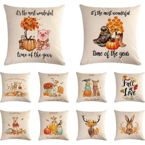 Autumn Maple Leaf Dog Pupkim Cushion Cover Leaf Cushion Cover Sofa pillow cover cojines decorativos para sofa couch pillows L909