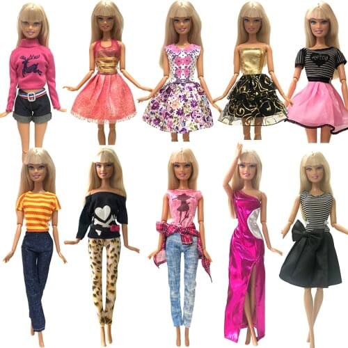 NK 10 Pcs/Set Hot Sale Princess Doll Dress Casul Clothes Top Fashion Outfit For Barbie Doll Girls' Gift Baby Toys 012A 3X