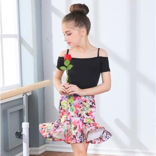 2017 New Short Sleeved Girls Latin Dance Dress 2pcs Childrens Dancing Exercise Suits, Girls' Suits Suspenders Dresses B-5622