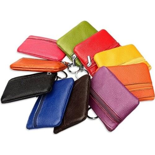 2019 New Brand Men Soft Genuine Leather Card Holder Women Coin Purse Key Holder Zip Wallet Pouch Bag Purse #C2