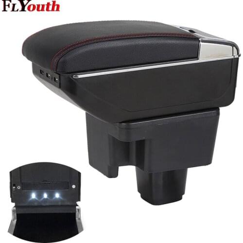 Armrest Box For Chevrolet Sail 2010-2013 USB Charging LED Light Arm Rest Rotatable Centre Console Storage Box Car Styling