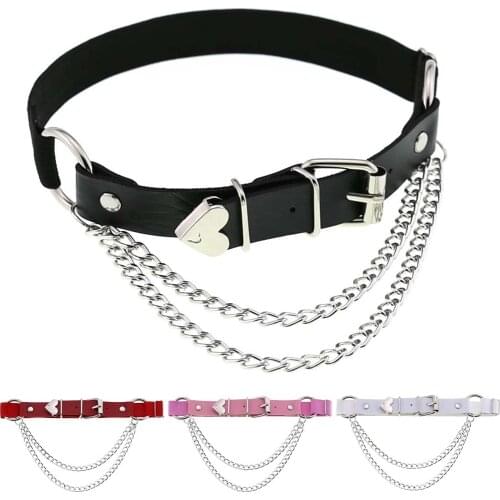 Heart Sexy PU Leather Garter Belt Women Punk Gothic Thigh Garter Leg Ring Chain Harajuku Harness Bondage Suspender Strap Garters