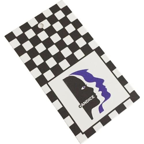 Custom CMYK Printing Brand Logo Paper 5x9cm Hang Tags For Clothing Bag Shoe