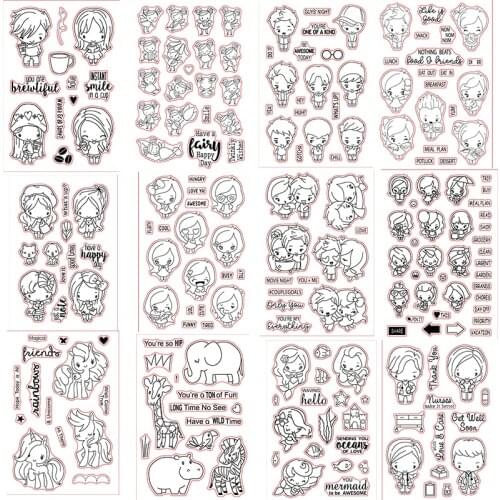 Little Boys And Girls Mermaid Unicorn Animals Transparent Clear Stamps for DIY Scrapbooking Decorative Crafts Paper Cards Making