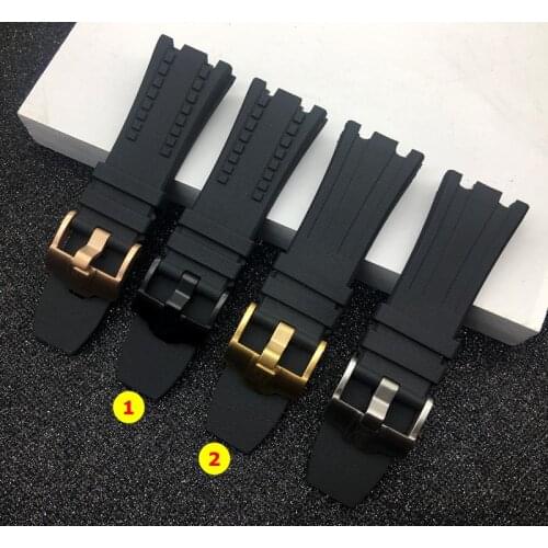 Brand quality nature silicone rubber watchband for AP 15703 Royal Oak watch strap band pin buckle 28mm Audemars And Piguet logo