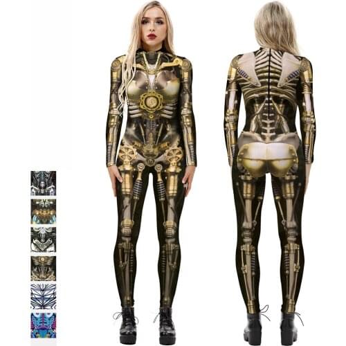 Technology Robot Costumes Halloween Skull Skeleton Horror Cosplay Jumpsuit Nightclub DJ DS Clothes Festival Clothing DWY6214