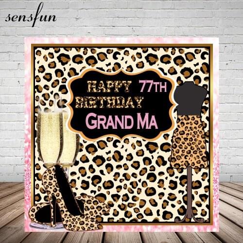 Sensfun Leopard Print Girl Lady Woman Birthday Party Photography Backgrounds Champagne Heels Backdrops For Photo Studio Custom